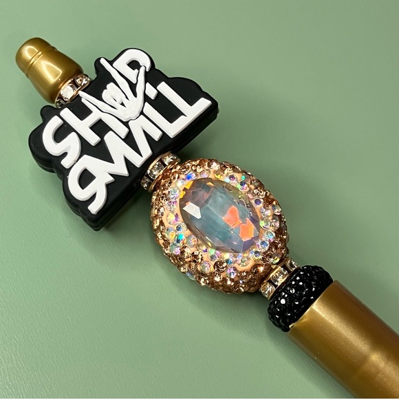 Shop Small White Letters, Skeleton Hand & Fancy Gemstone Handmade Beaded Pen - Picture 2 of 6